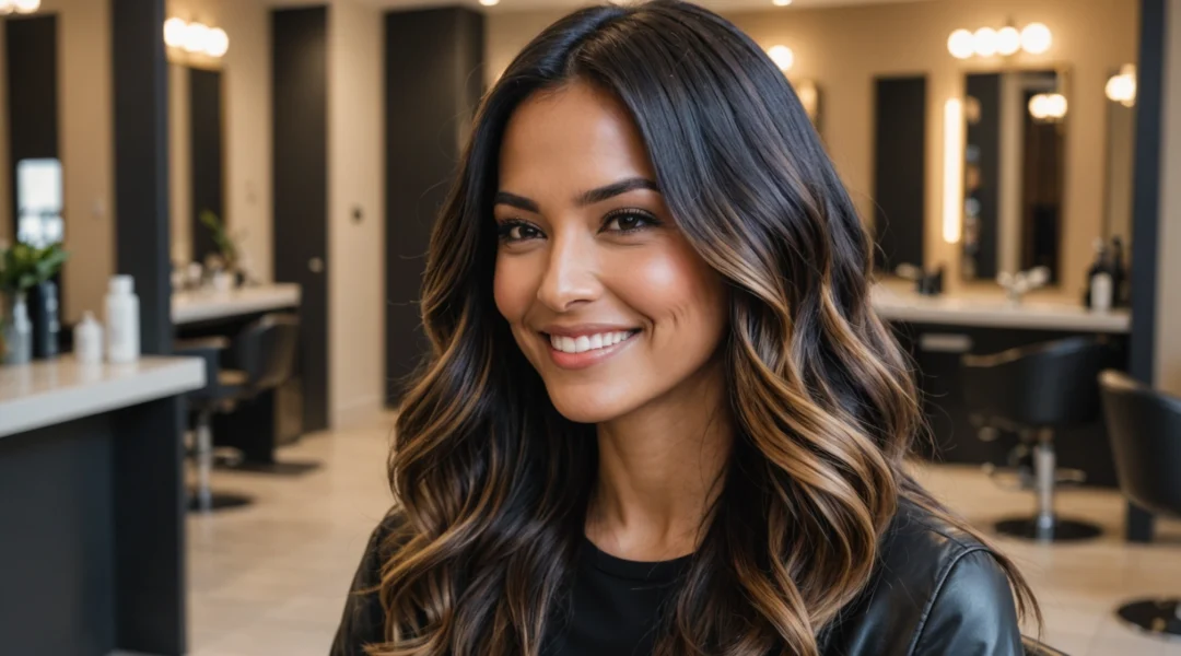 balayage cheveux noirs avant apres